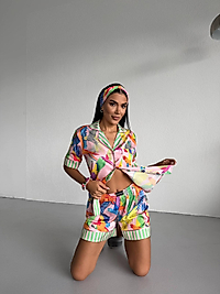 Viaggio Creativo Saten Kısa Pijama Takımı Amazon