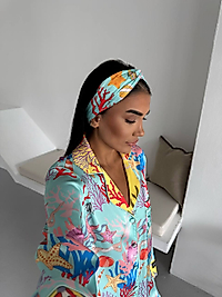 Viaggio Creativo Saten Uzun Pijama Takımı Mercan Adası