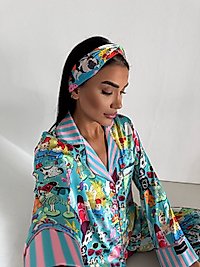 Viaggio Creativo Saten Uzun Pijama Takımı  Masal Dünyası