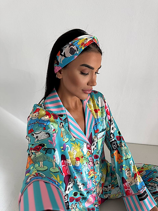 Viaggio Creativo Saten Uzun Pijama Takımı  Masal Dünyası